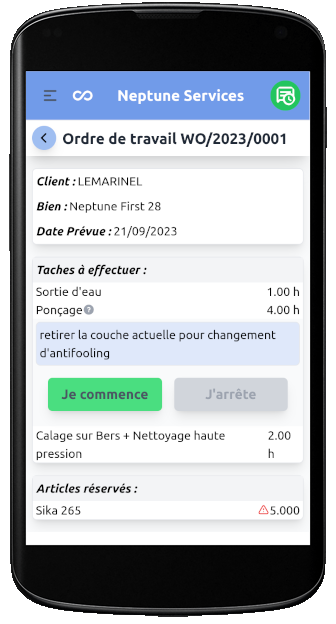 Saisie des temps sur mobile